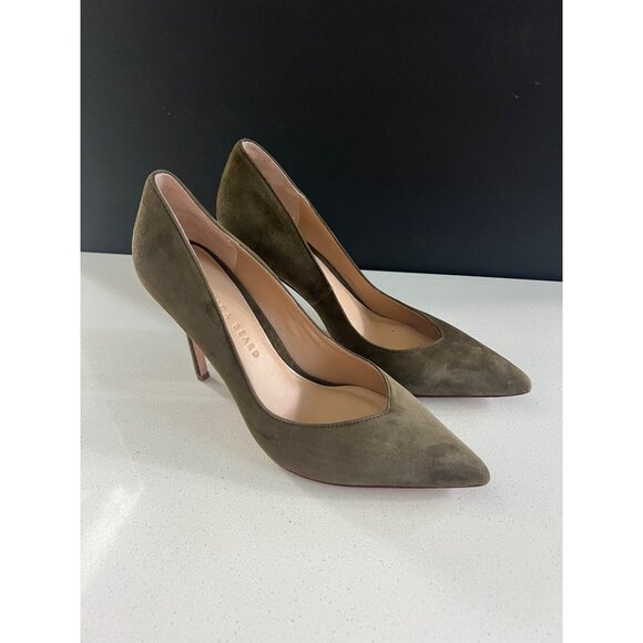 VERONICA BEARD Lisa Point Toe khaki Suede Pumps HEELS SIZE 6.5 - Picture 3 of 9